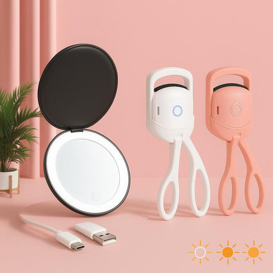 Luxyryx Beauty & Mini miroir de voyage pliable et portable avec lumière LED